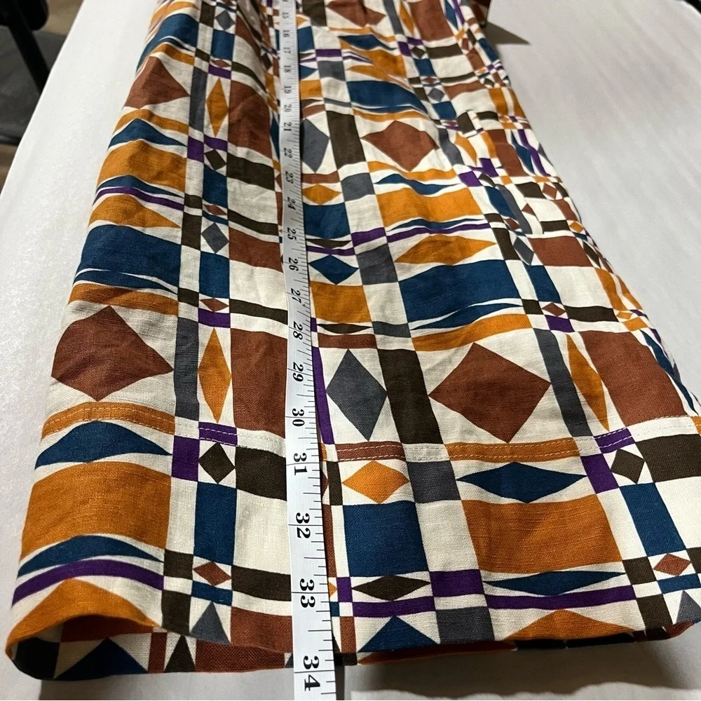 Sézane NEW Colorful Geometric Mini Lulu Dress Size 40 Linen Cotton Blend - Picture 13 of 13